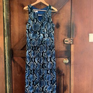 Stretchy Snakeprint Maxi Keyhole Column Dress